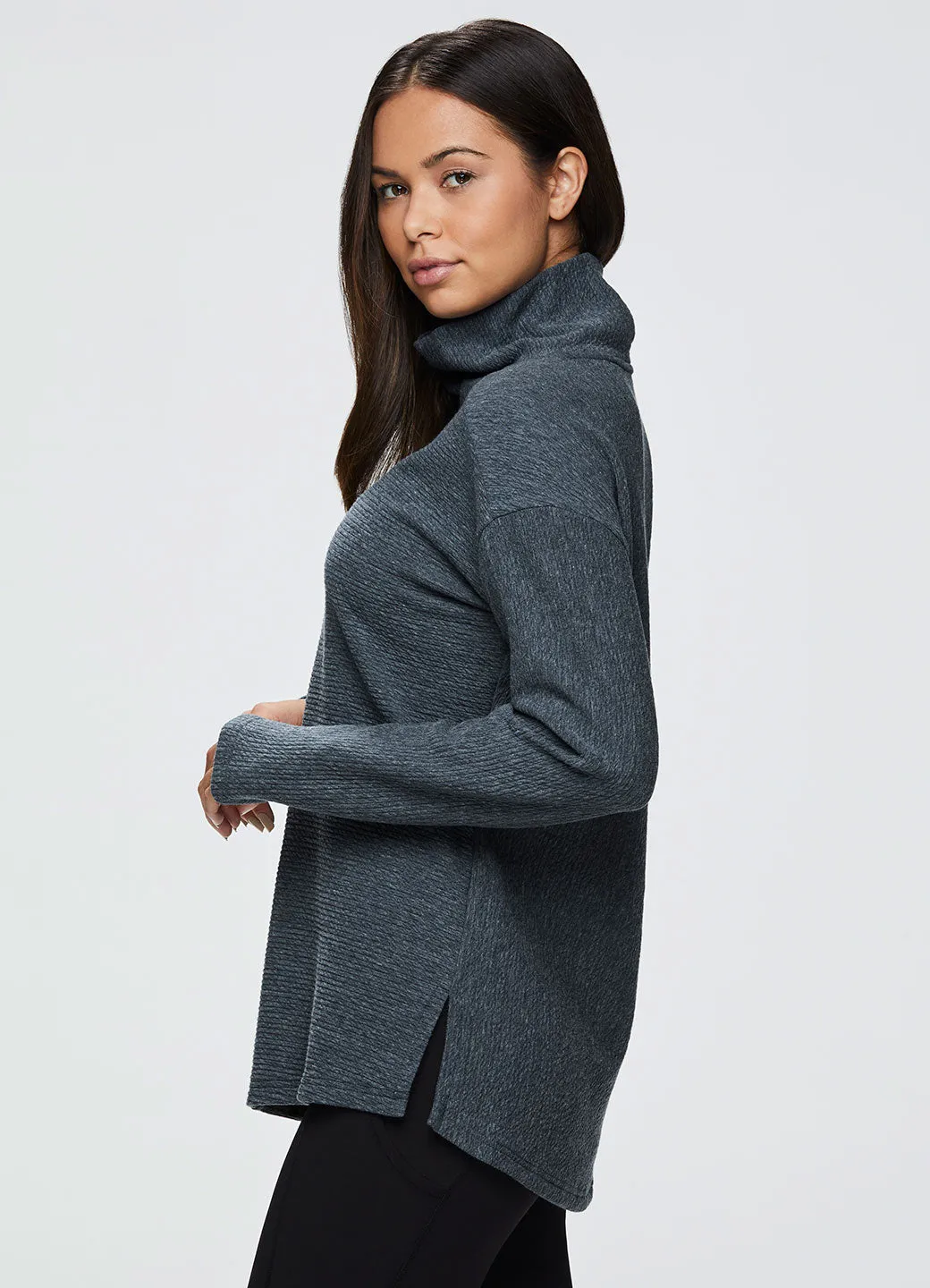 Hudson Textured Cowl Neck Tunic Sweatshirt