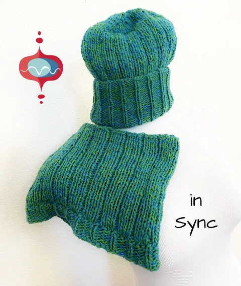 In Sync, double sided hat and cowl set