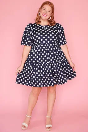 Isadora Navy & White Spot Dress