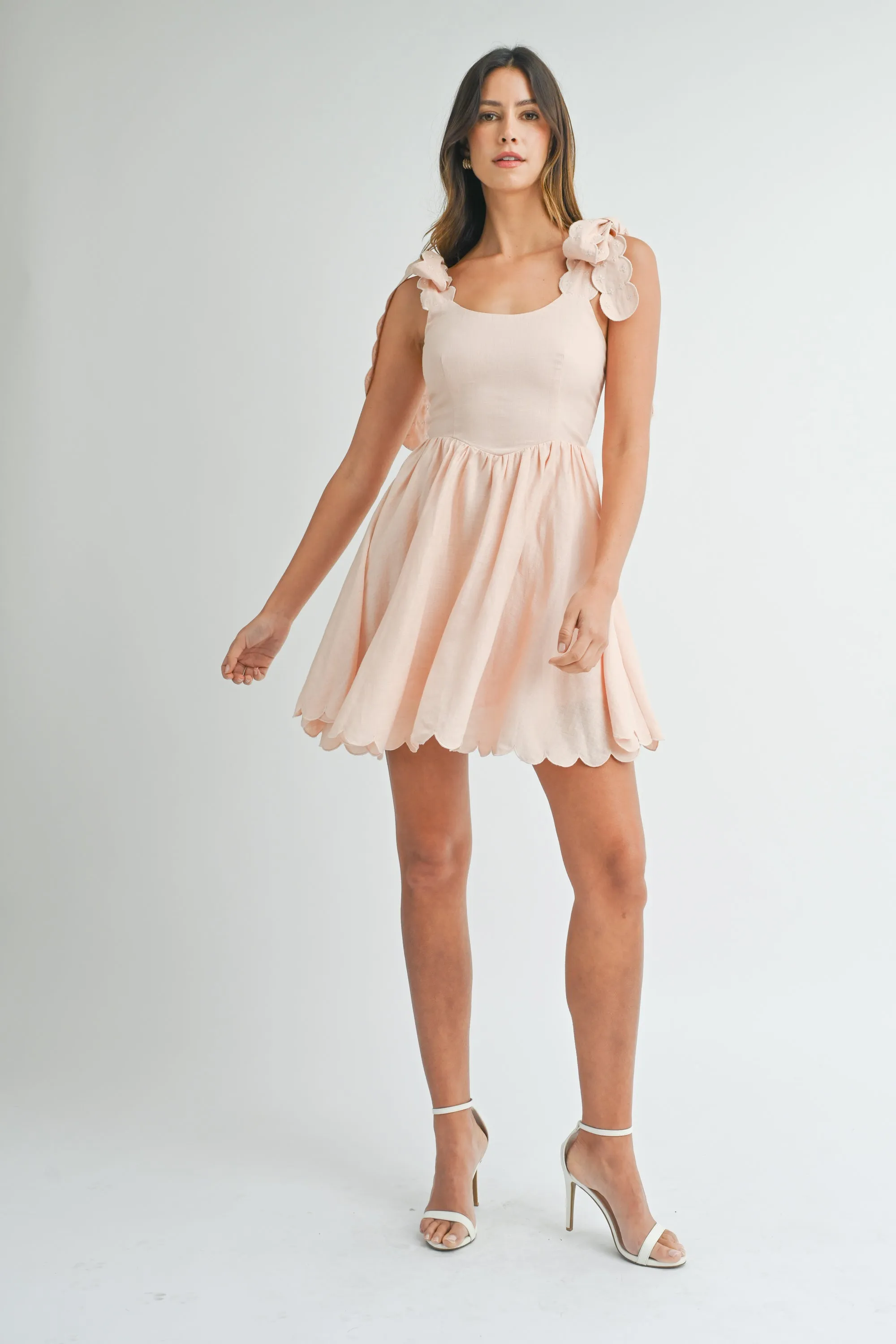 JAELYN SCALLOP STRAP MINI DRESS