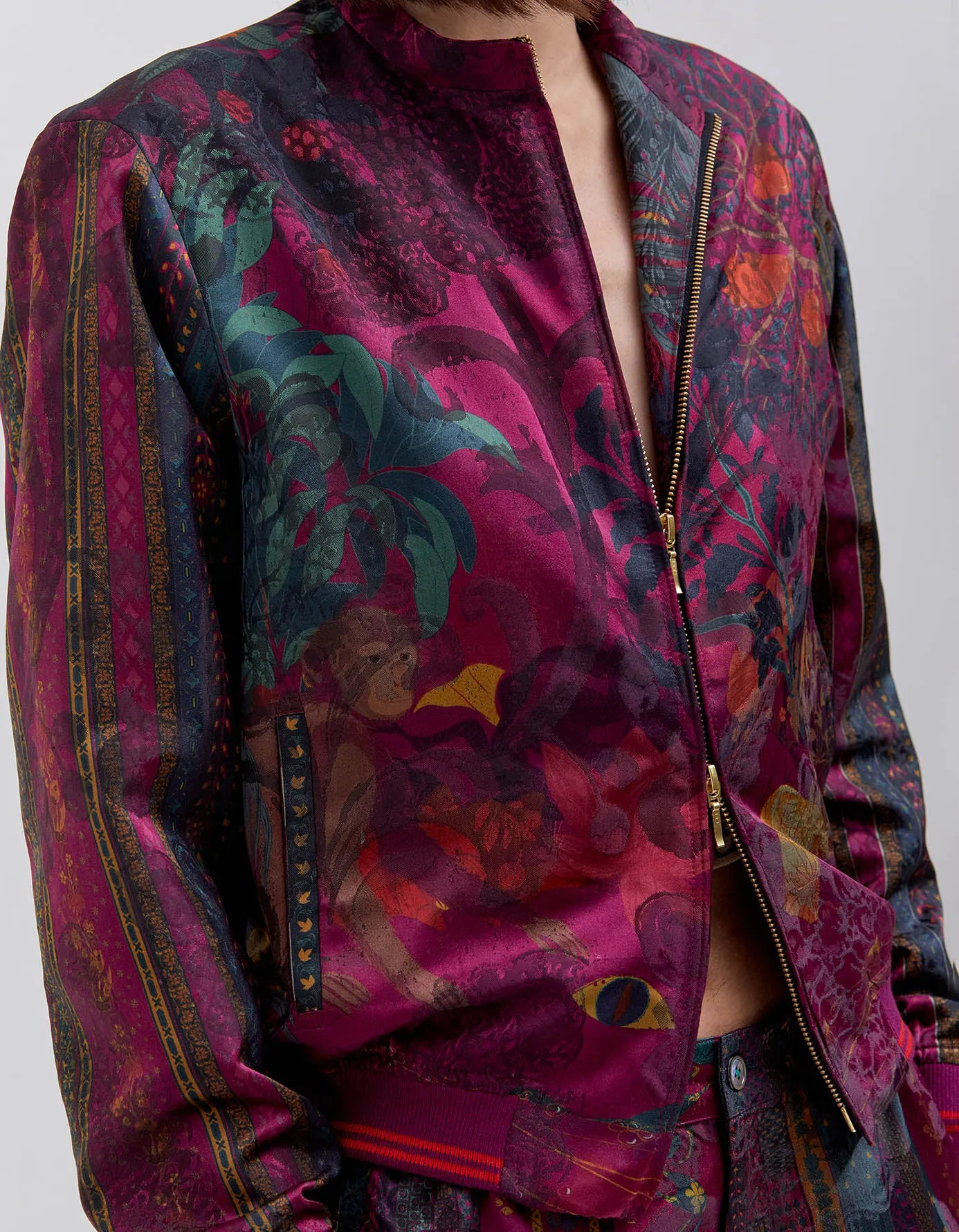 Janbaaz Bomber Jacket Silk Damask Purple