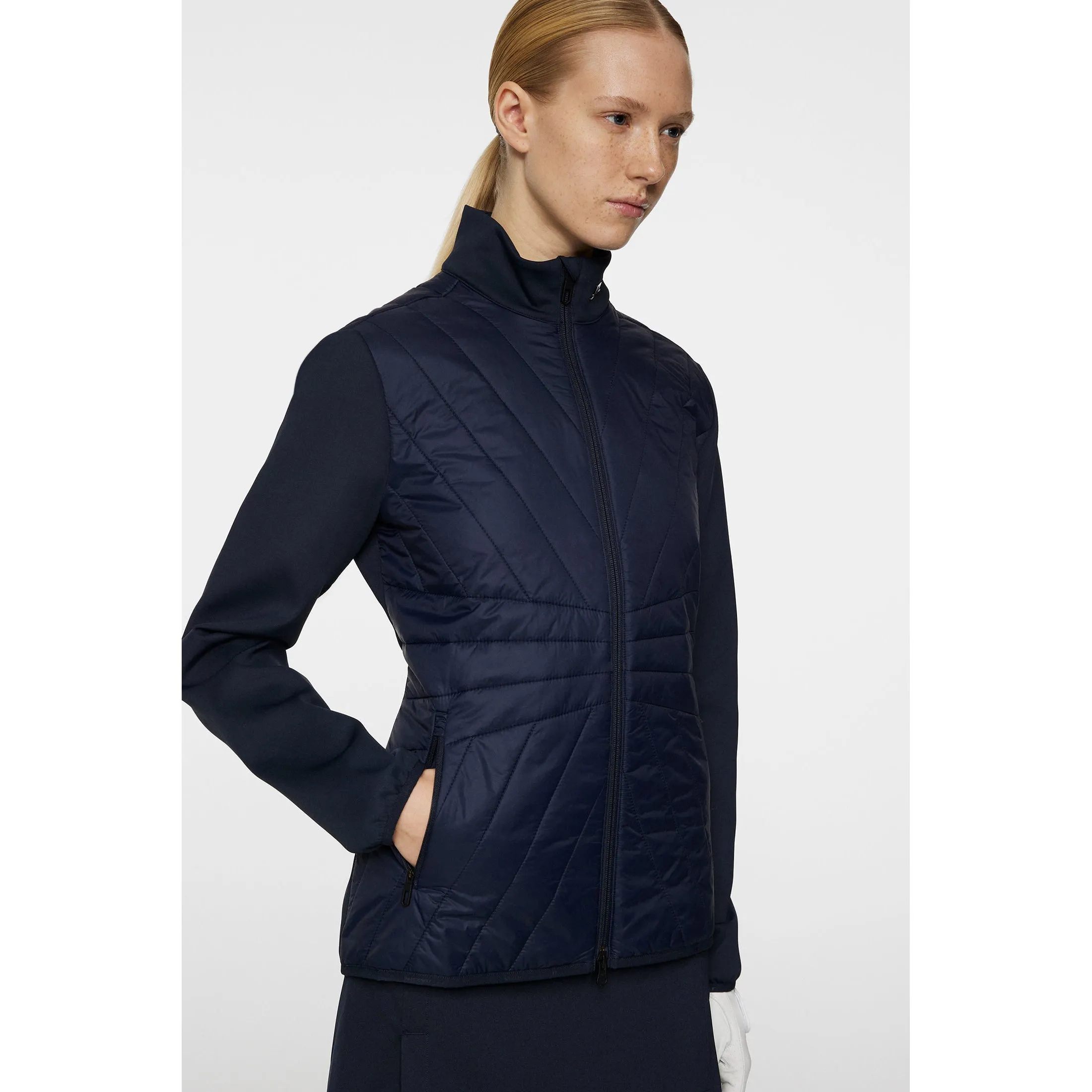 J.Lindeberg Women's Holma Quilted Hybrid Golf Jacket - JL Navy