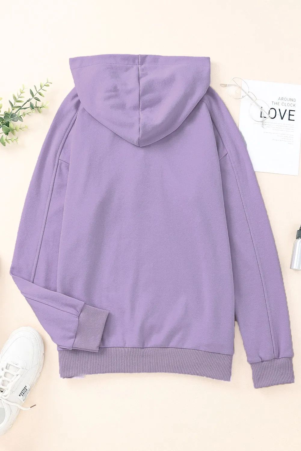 Lace-Up Dropped Shoulder Hoodie