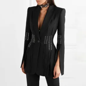 Lacing Up Rope Split Blazer Jacket