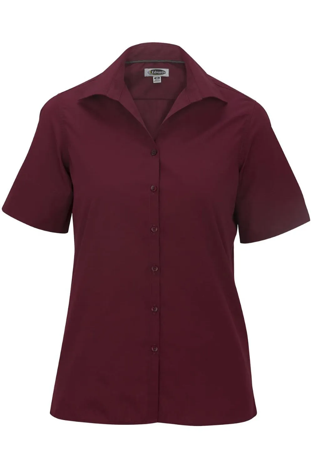 Ladies' Short Sleeve Poplin - Burgundy