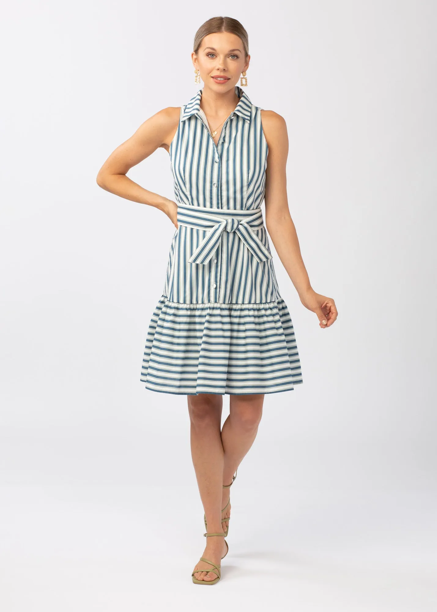 Lara Ruffle Mini Dress Vineyard Stripe