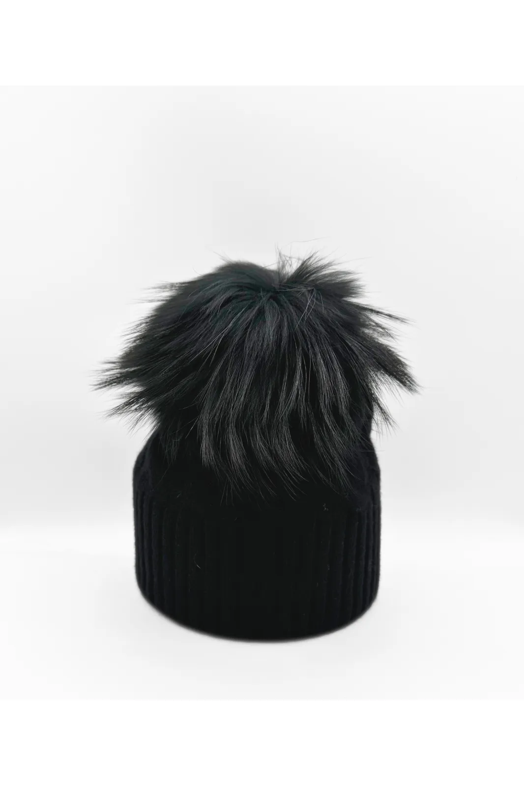 Linda Richards Cashmere Single Knit Cable Pom-pom Hat HA-95 | Black