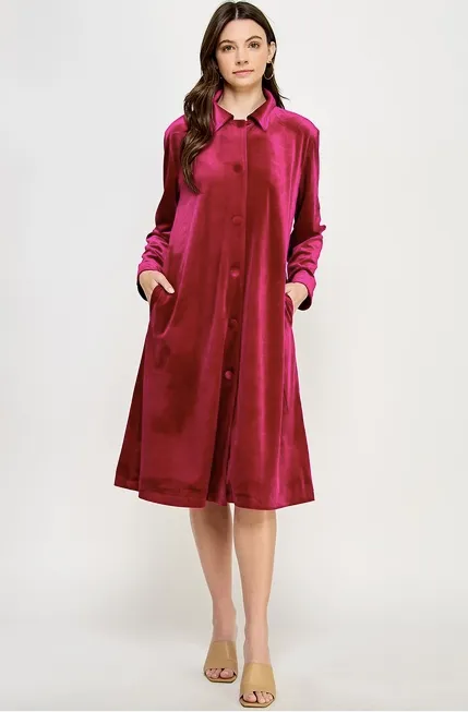 Long Sleeve Velvet Duster