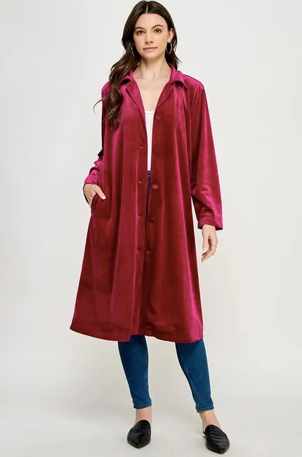 Long Sleeve Velvet Duster