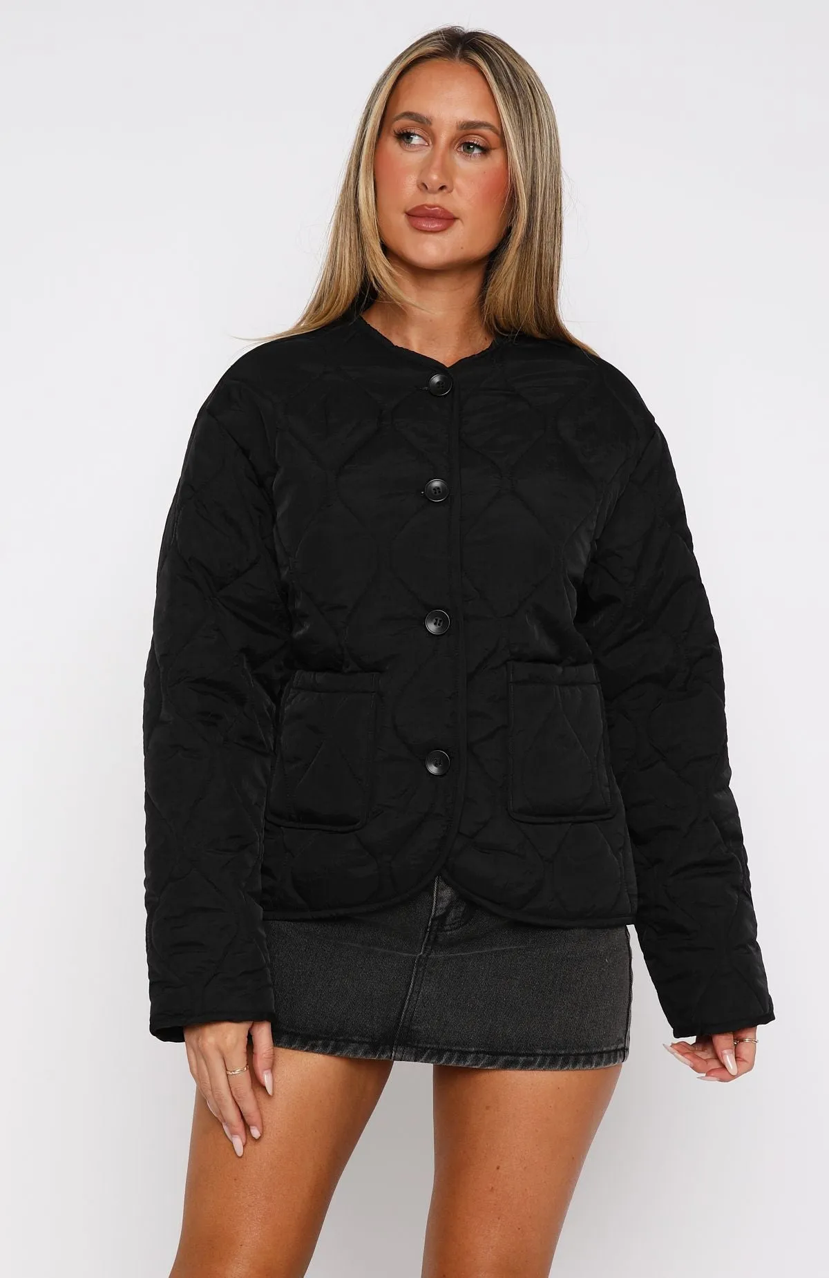 Lost At Night Quilted Jacket Black