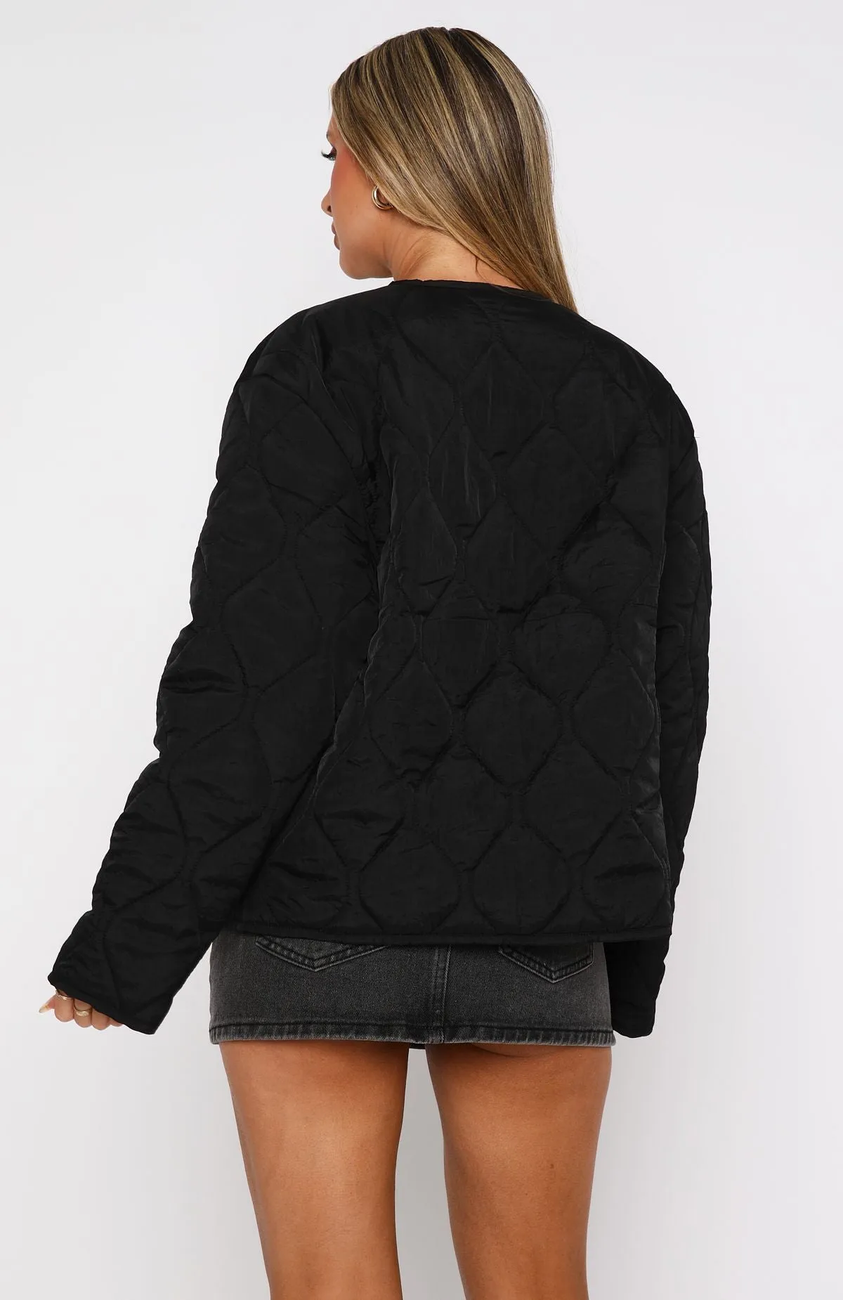 Lost At Night Quilted Jacket Black