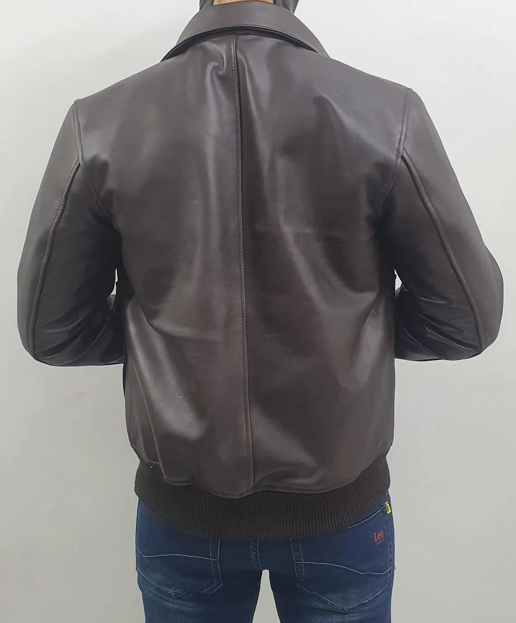 Mens Brown Bomber Aviator Flying Pilot Genuine Leather Jacket