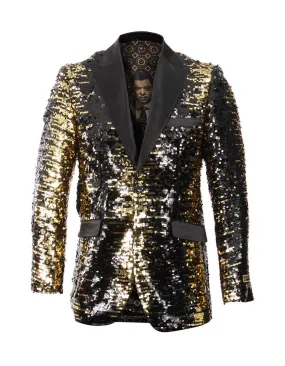 Mens Empire Black & Gold Sequin Blazer