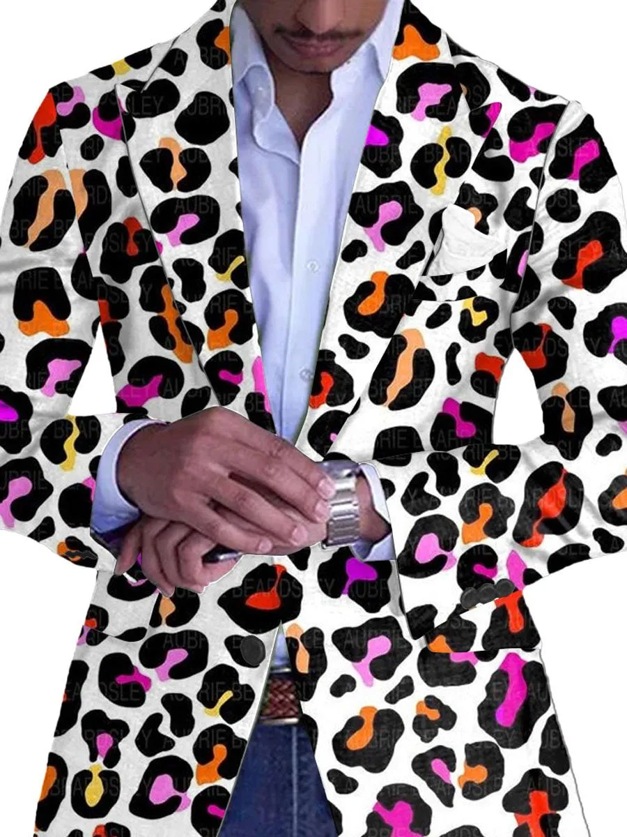 Men's Leopard Print Single Breasted Vintage Blazer