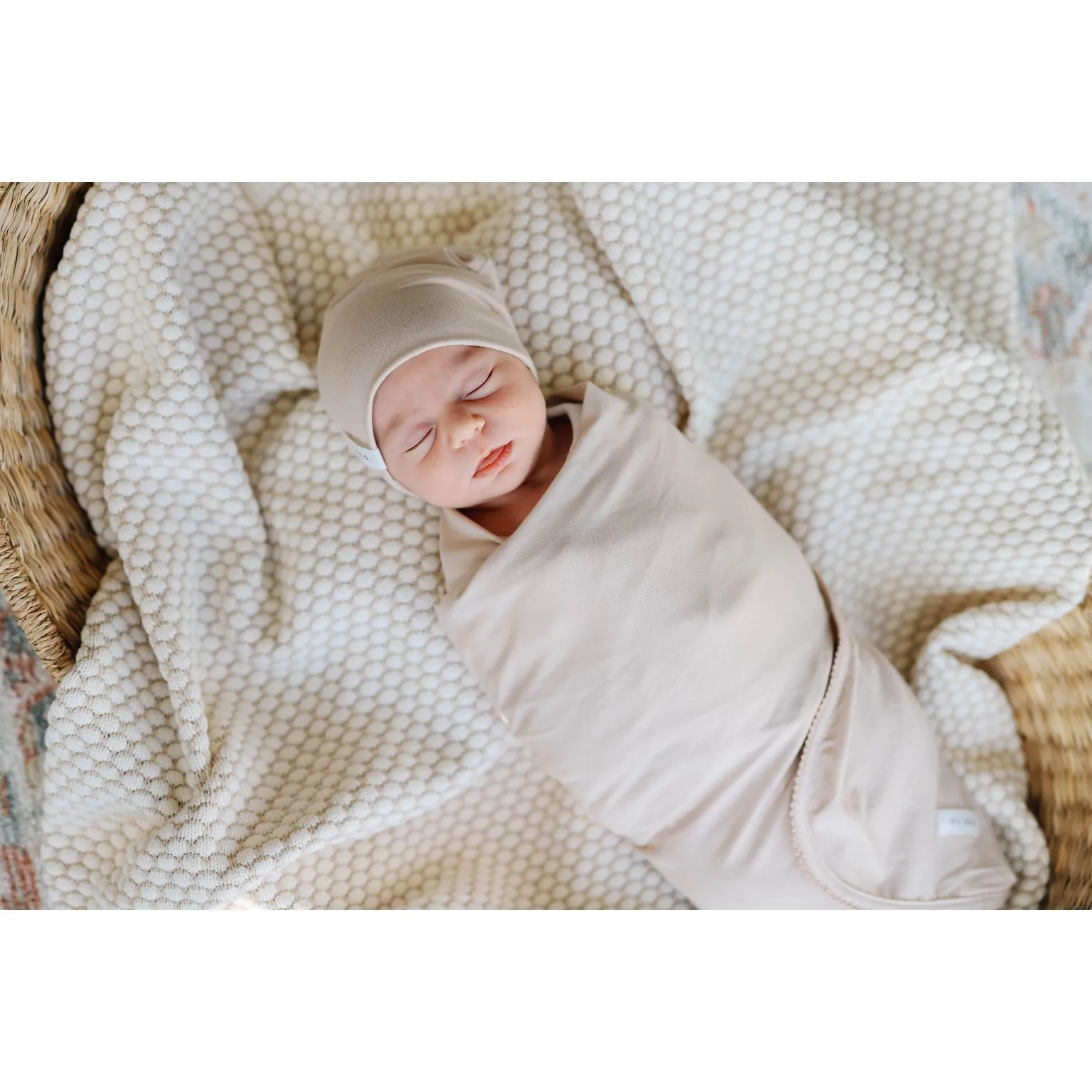 Modal Swaddle & Beanie Set in Gift Box - Tan