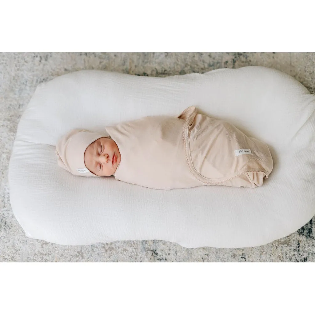 Modal Swaddle & Beanie Set in Gift Box - Tan