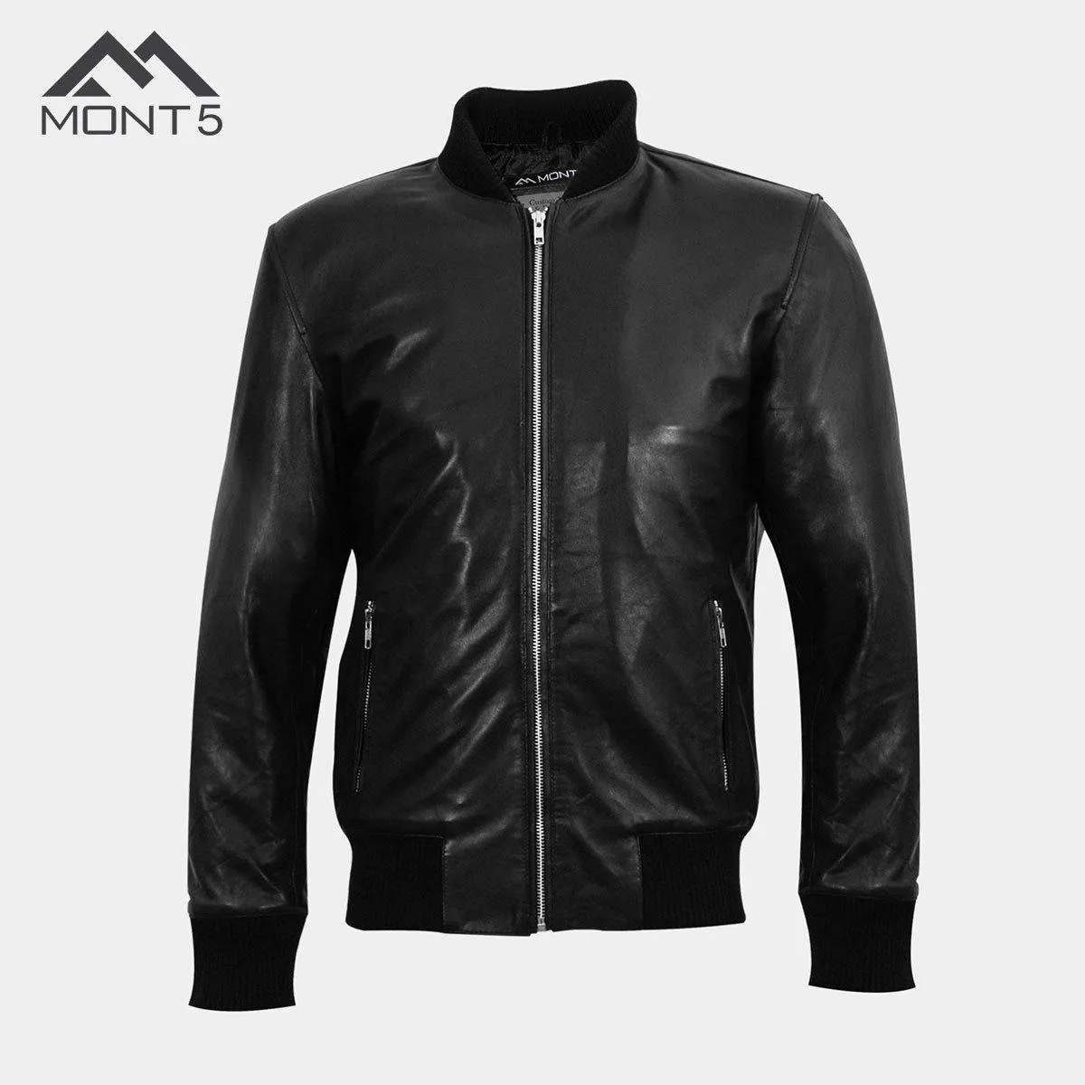 MONT5 - K2 Black Sheepskin Bomber Jacket for Men