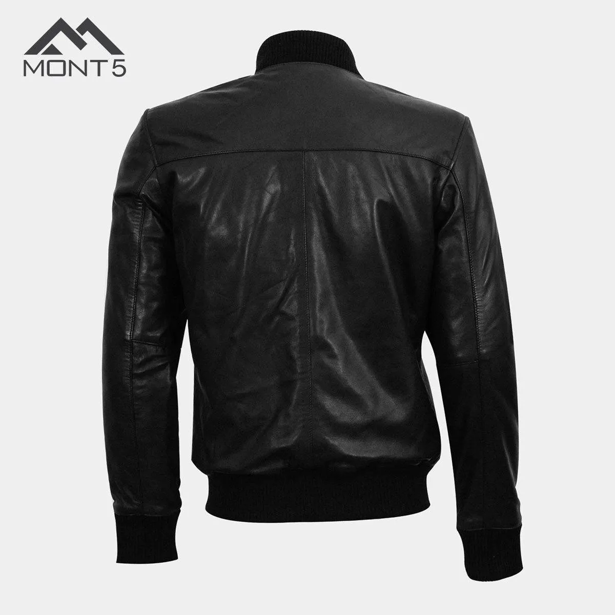 MONT5 - K2 Black Sheepskin Bomber Jacket for Men