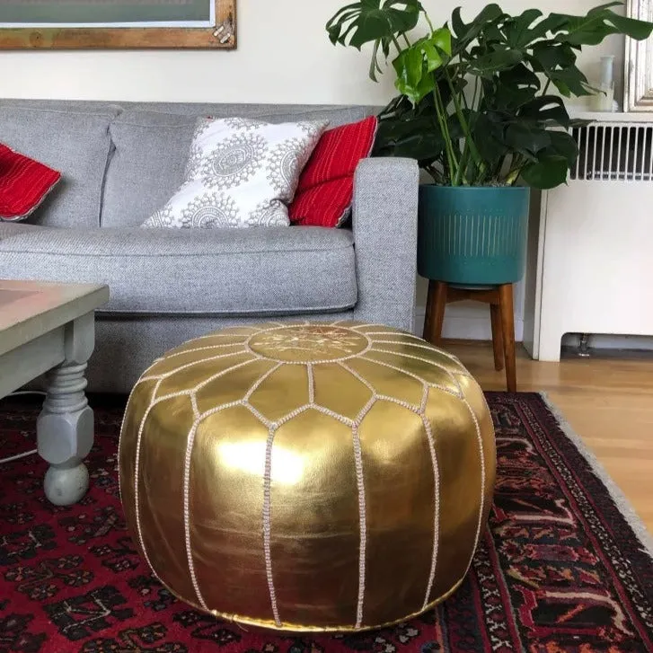 Moroccan Leather Pouf