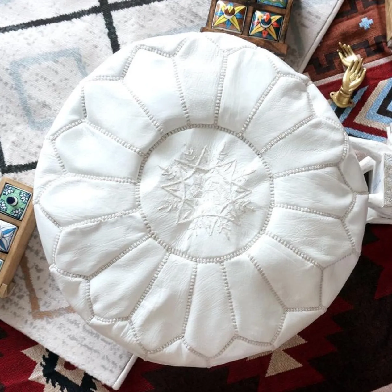 Moroccan Leather Pouf