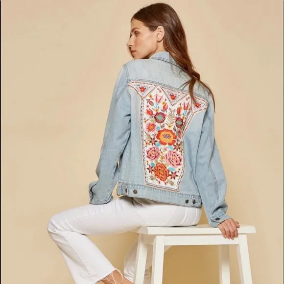 Namaste Boho Embroidered Denim Jacket