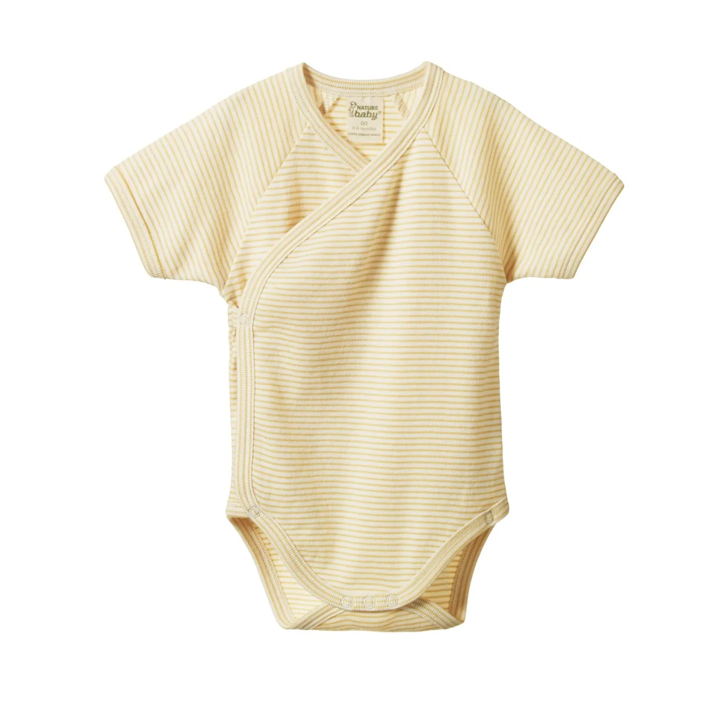 Nature Baby Bodysuit Short Sleeve Kimono Bodysuit Sand Pinstripe