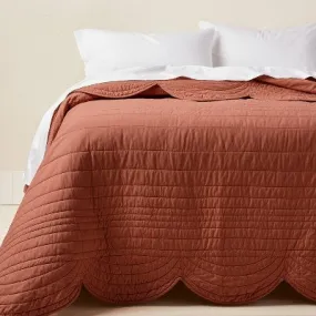 New - Twin/Twin Extra Long Scalloped Edge Quilt Light Terracotta - Opalhouse designed with Jungalow