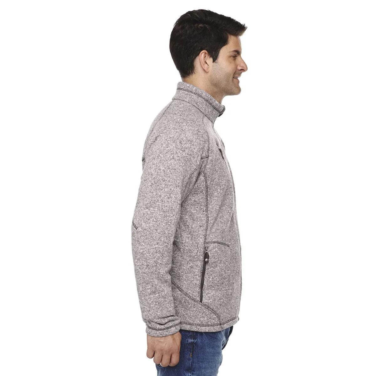 North End Men's Light Heather Peak Sweater Fleece Jacket