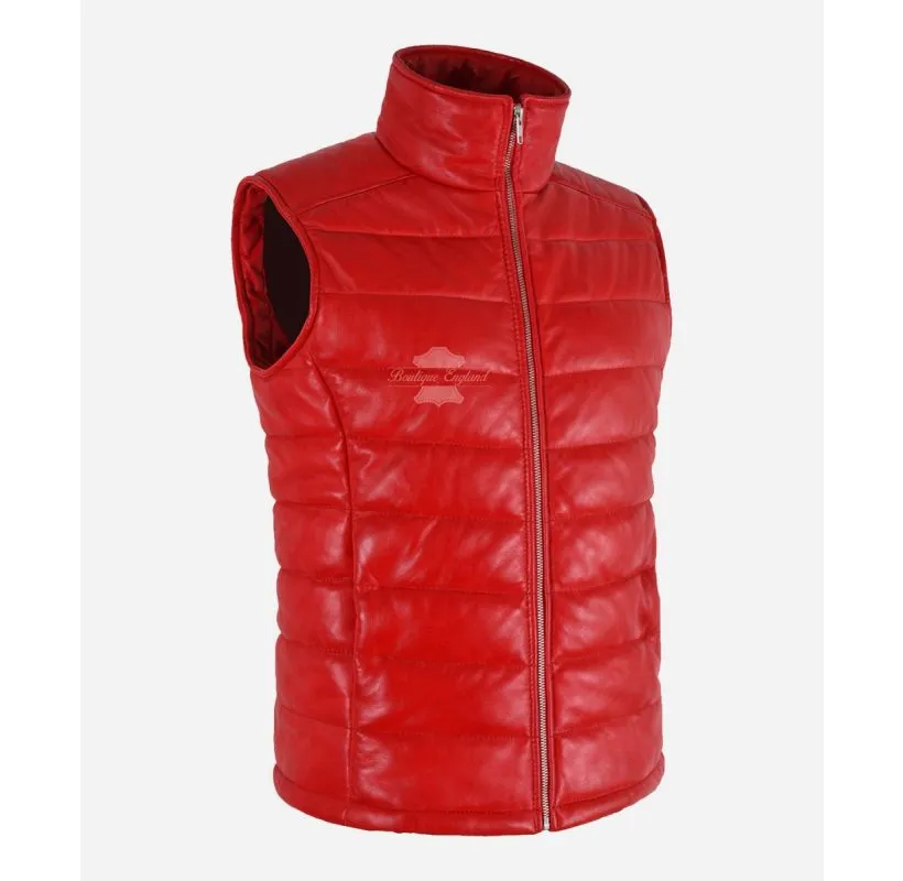 NOVA Ladies Puffer Leather Jacket Quilted Warm Padded Sleeveless Jacket