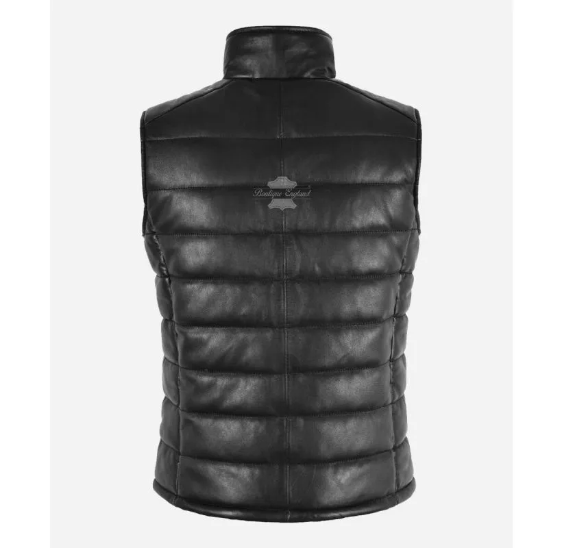 NOVA Ladies Puffer Leather Jacket Quilted Warm Padded Sleeveless Jacket