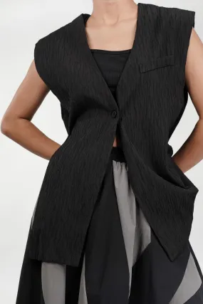 Obsidian Slit Black Waistcoat