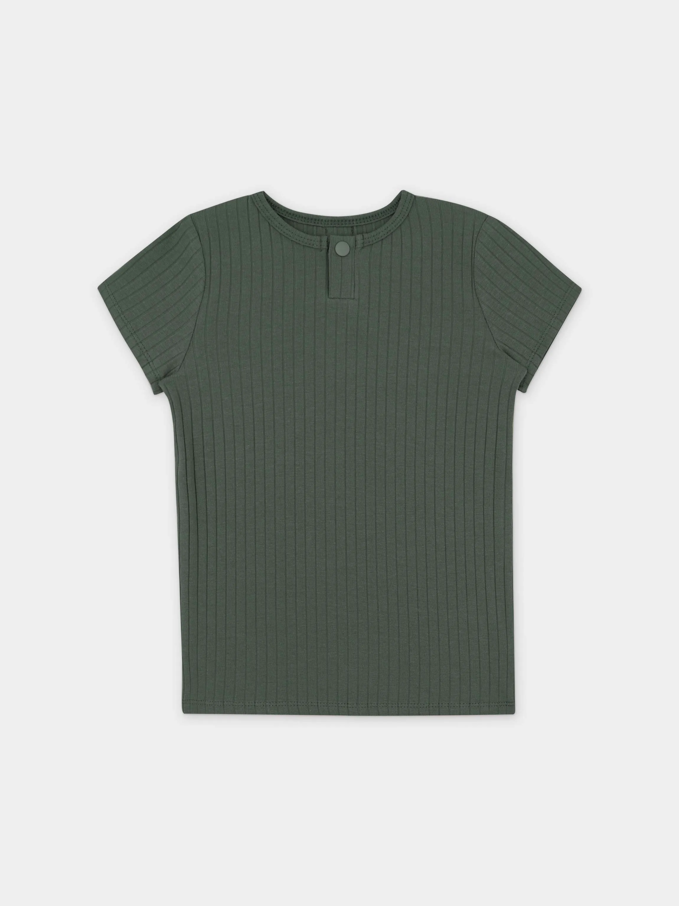 One Snap Henley Short Sleeve T-Shirt-Green