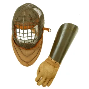 Original U.S. WWI Army Model 1916 Infantry Saber Fencing Mask and Gauntlet