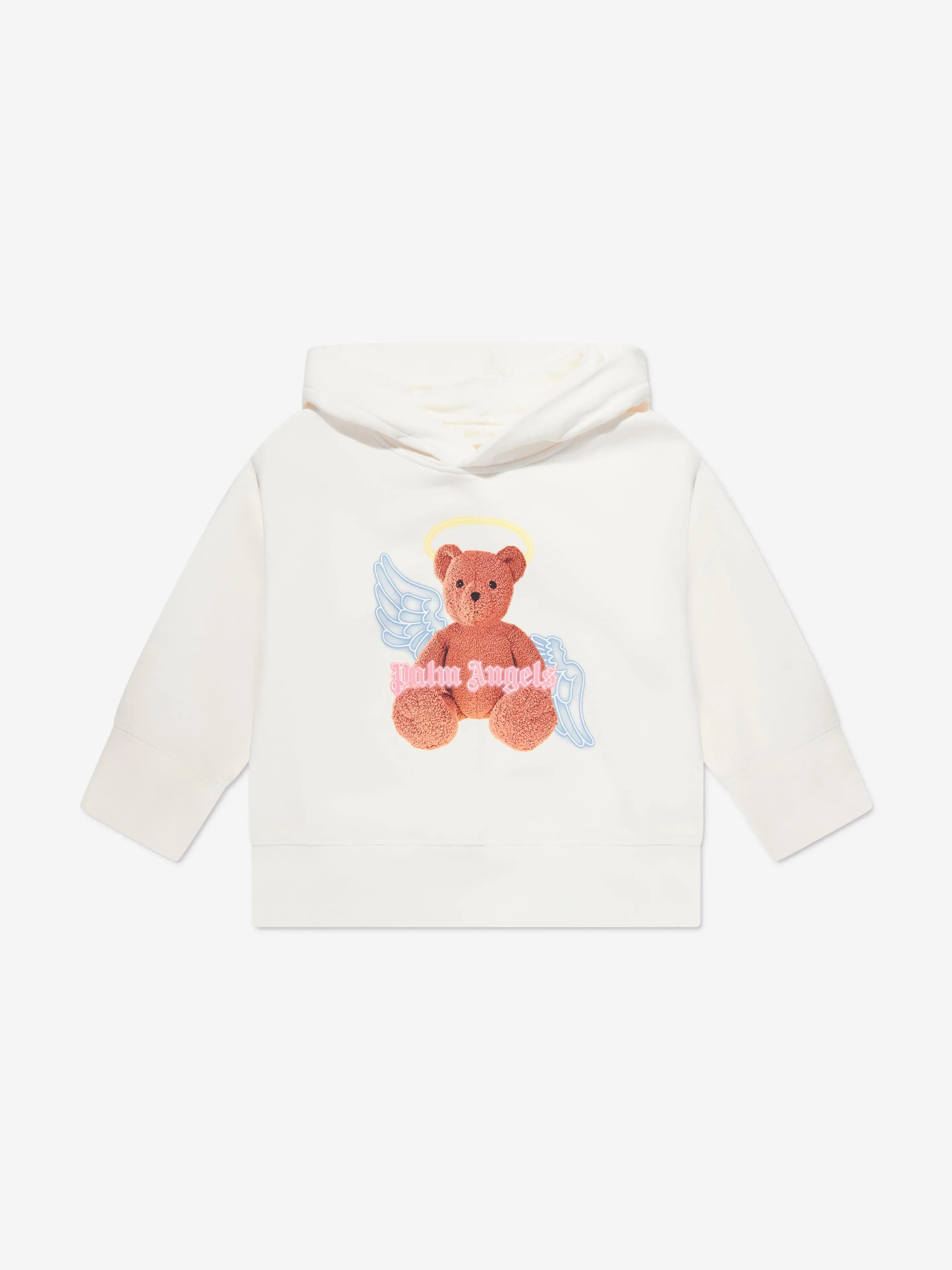 Palm Angels Girls Bear Angel Hoodie in White