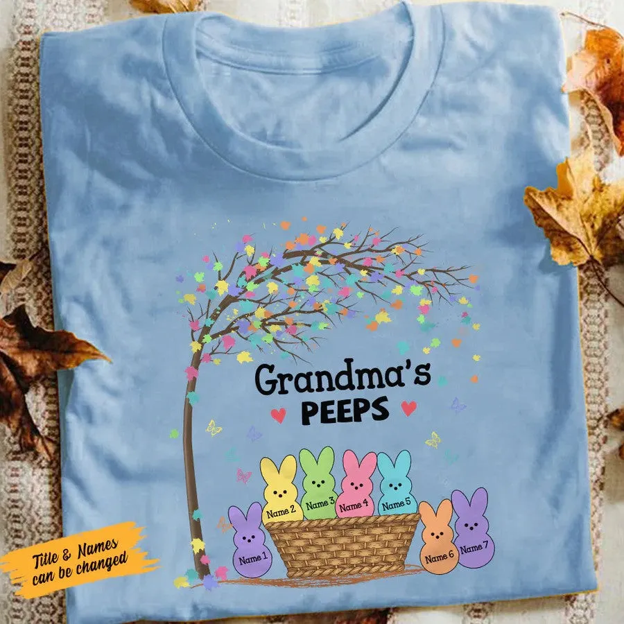 Personalized Grandma Peeps, Nana Peep, Grandma Bunny with Kid Easter Sunday Grandma Shirt