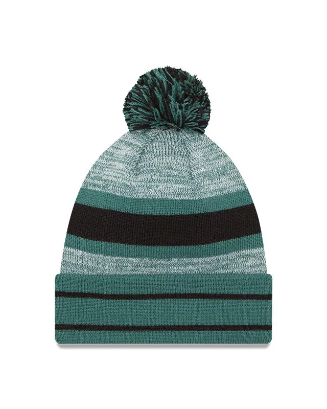 Philadelphia Eagles Primary Logo New Era Green - Cuffed Knit Hat with Pom