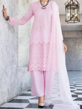 Pink Schiffli Lawn 3 Piece Stitched - ALP-3PS-1257