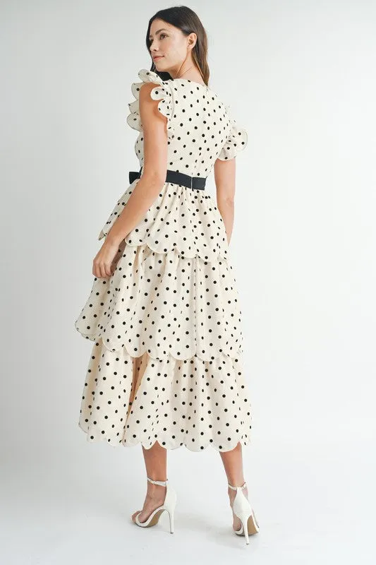 Polkadot Tiered Midi Dress