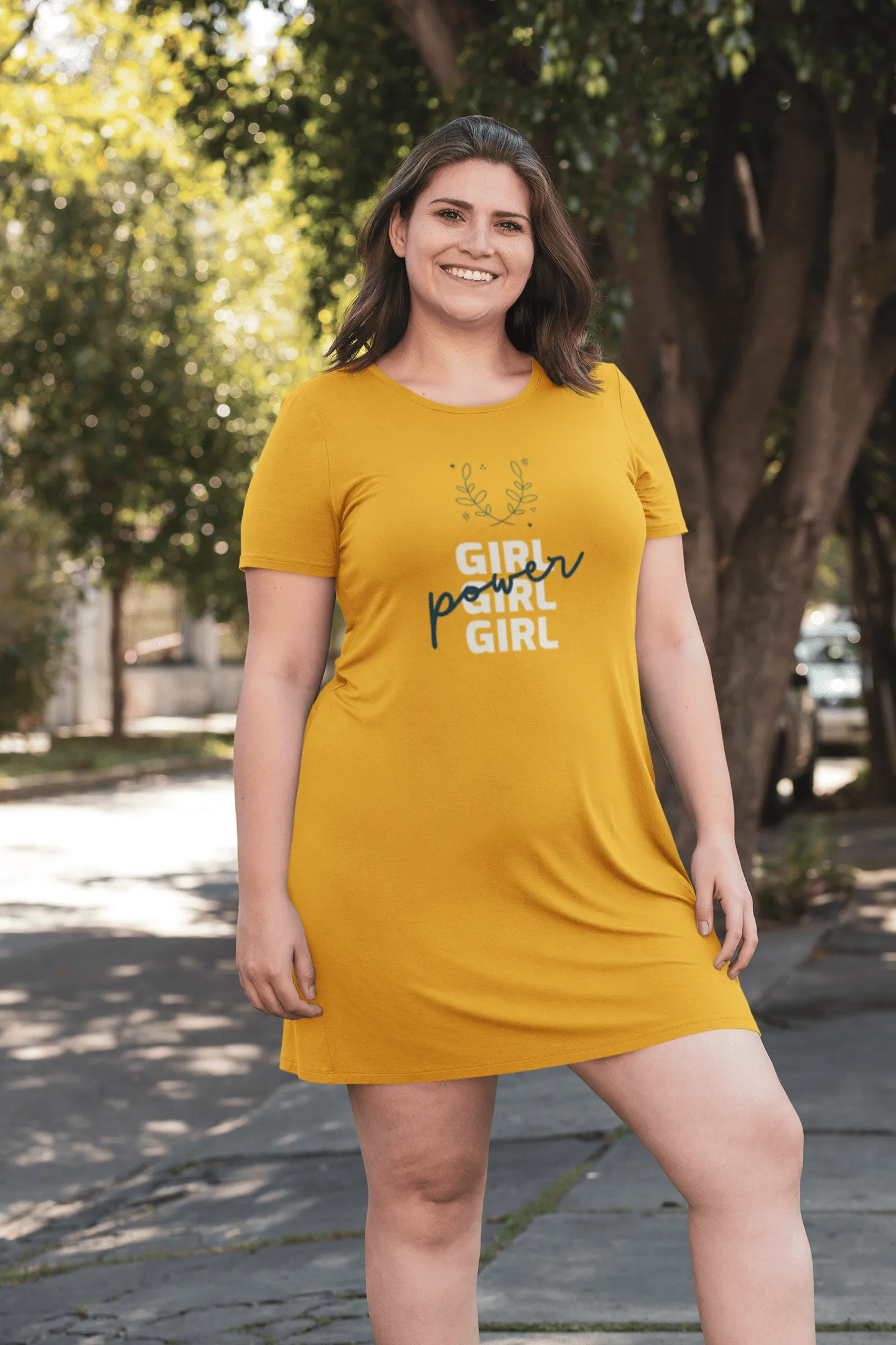 " GIRL POWER " - 3/4TH SLEEVE T-SHIRT DRESSES