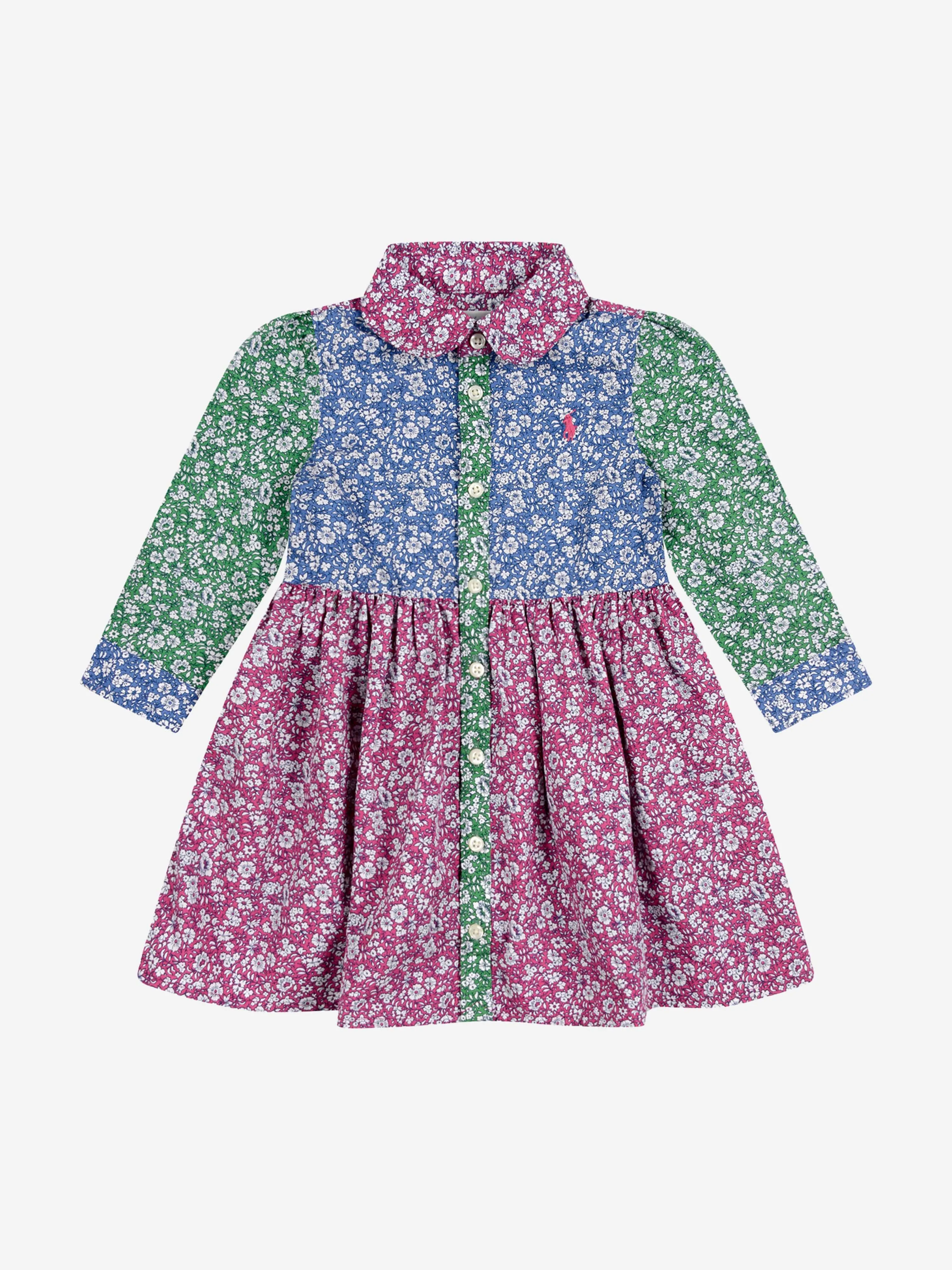 Ralph Lauren Girls Pink Floral Cotton Shirt Dress