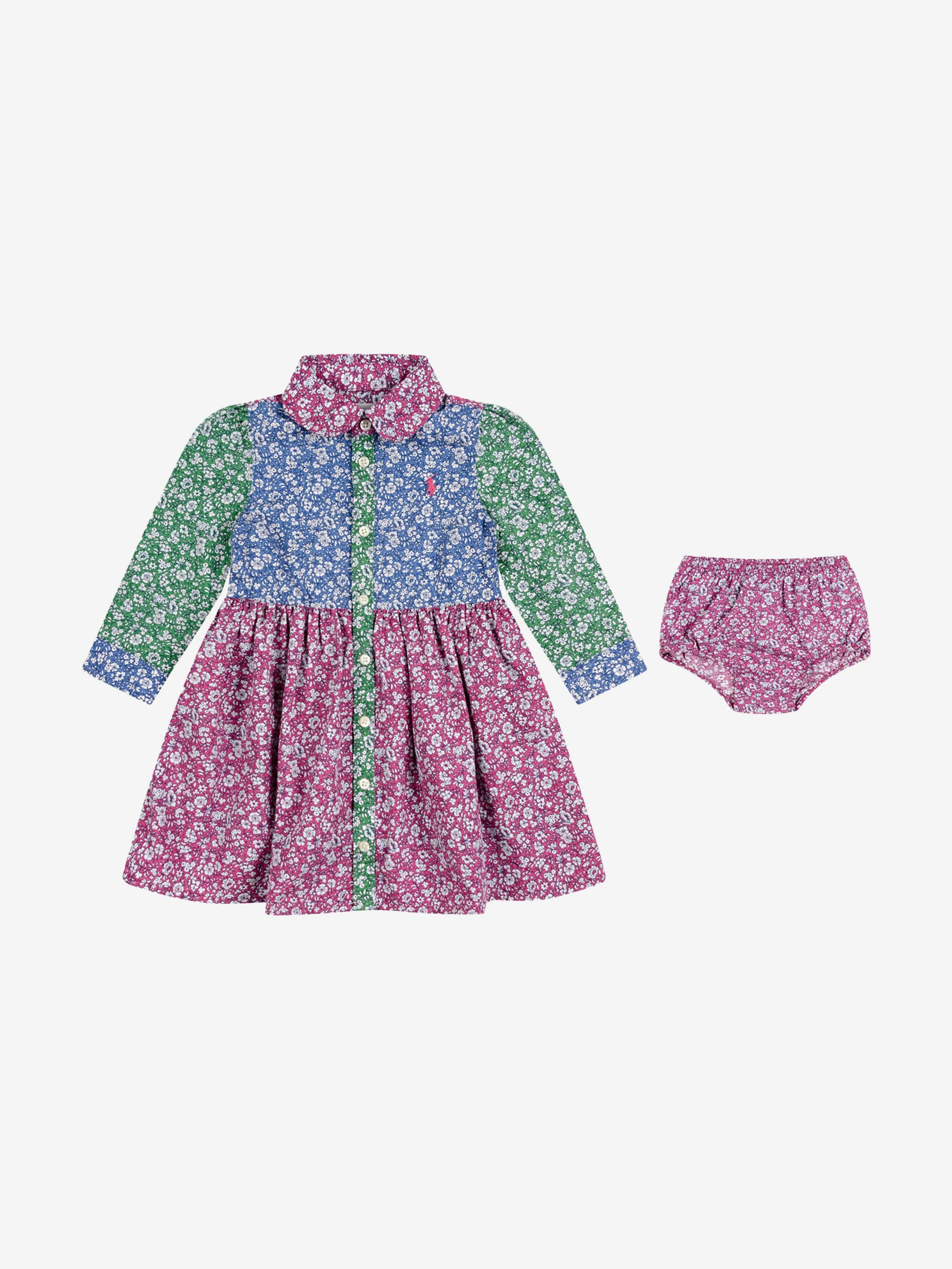 Ralph Lauren Girls Pink Floral Cotton Shirt Dress