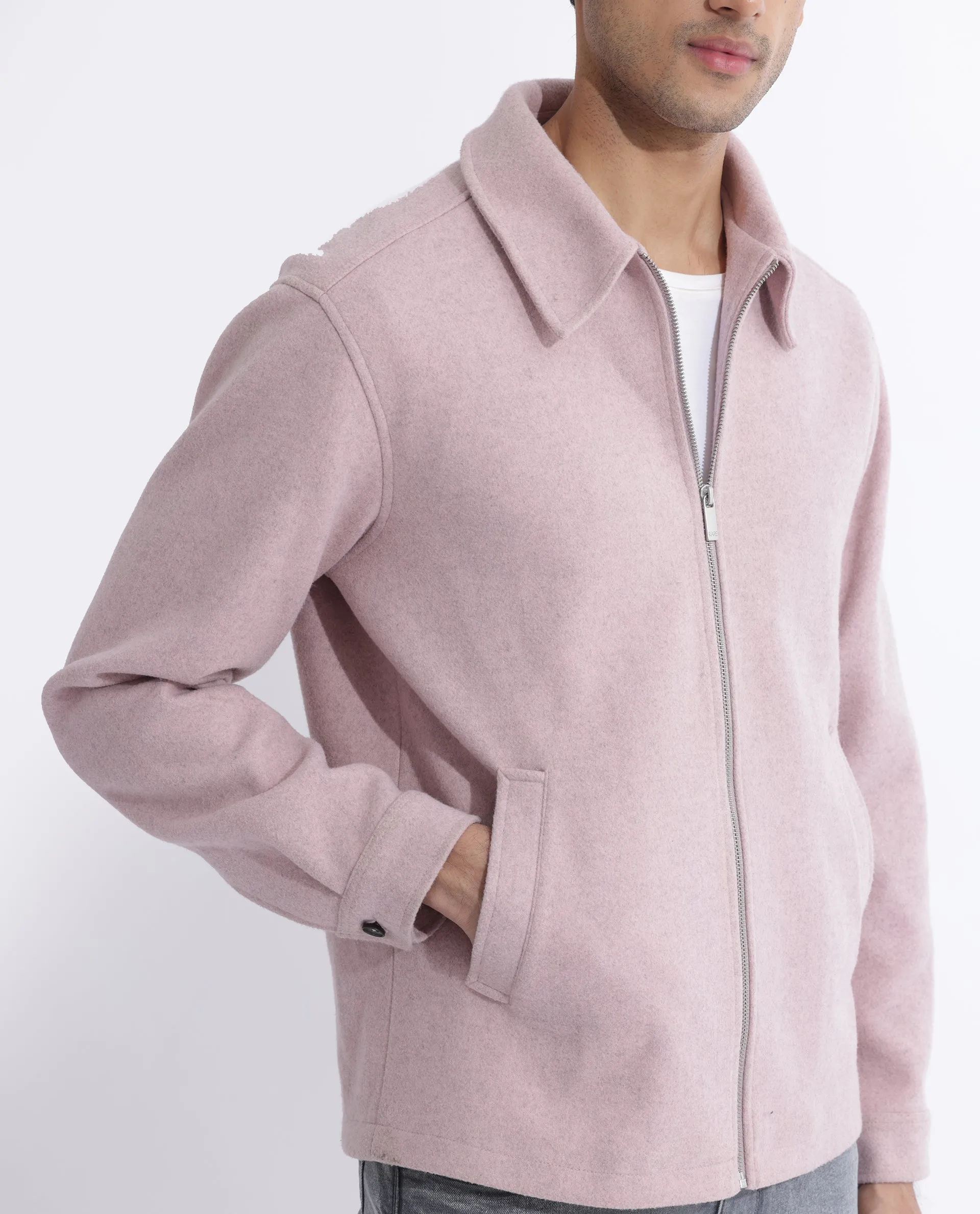 Rare Rabbit Men's Tweeder Pastel Purple Textured Broad Collar Jacket