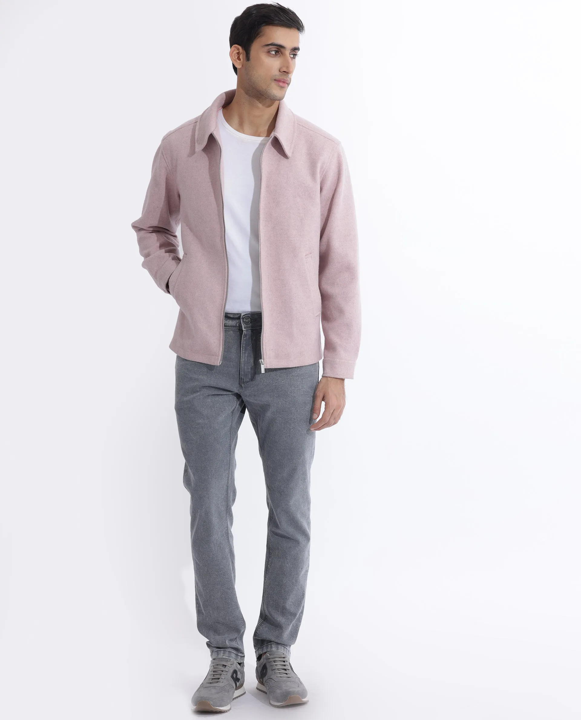 Rare Rabbit Men's Tweeder Pastel Purple Textured Broad Collar Jacket