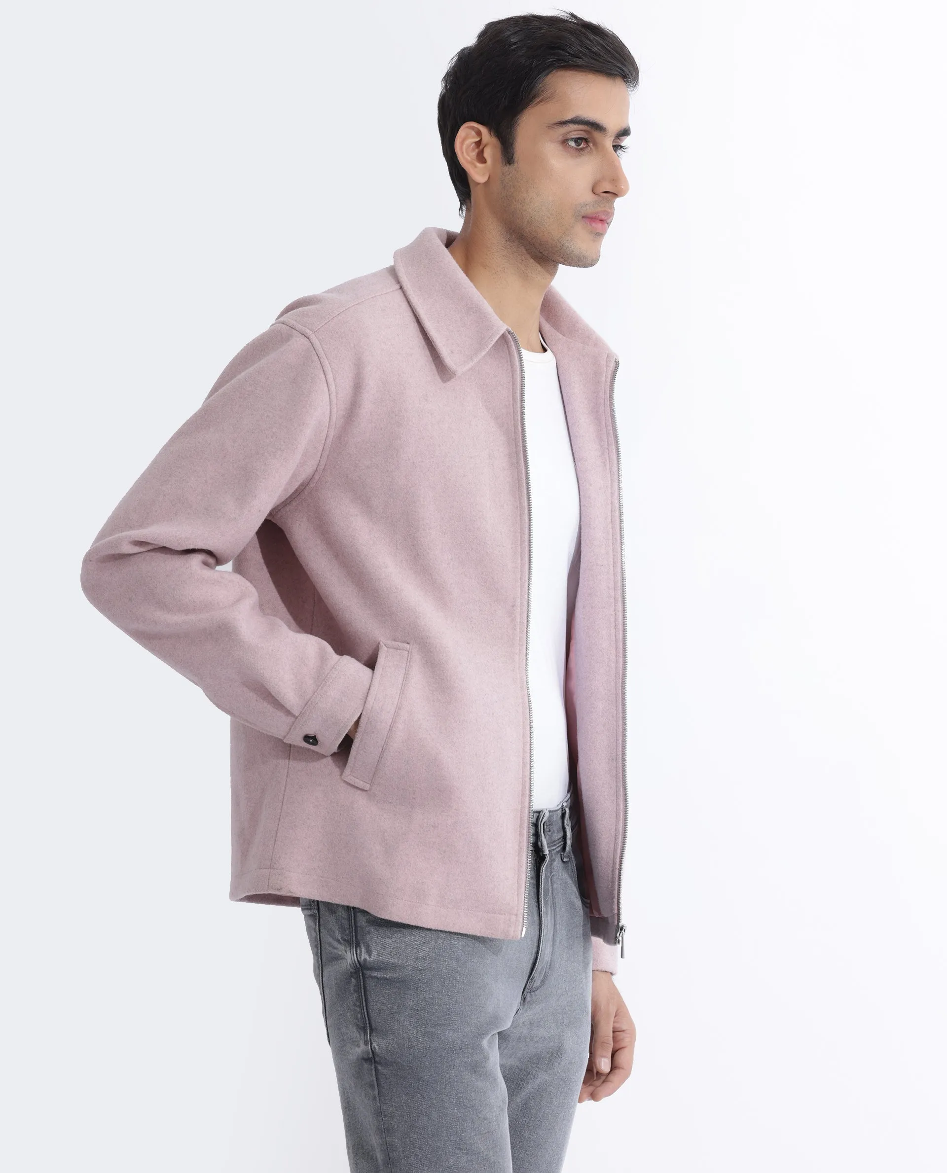 Rare Rabbit Men's Tweeder Pastel Purple Textured Broad Collar Jacket