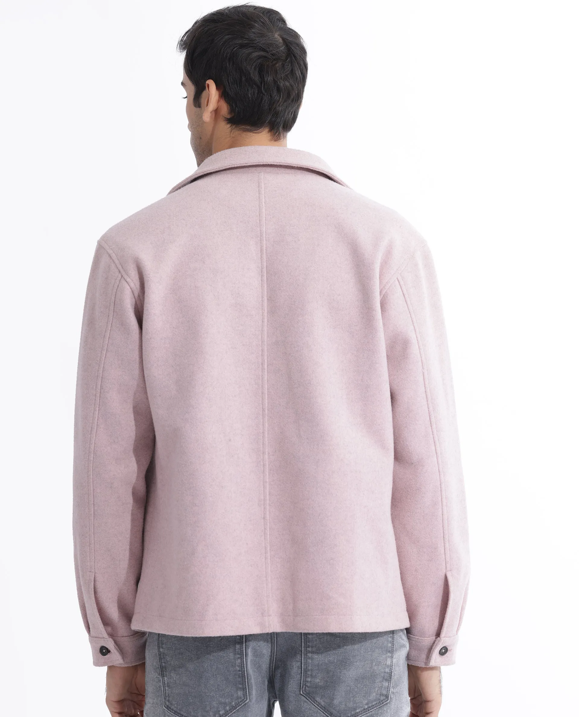 Rare Rabbit Men's Tweeder Pastel Purple Textured Broad Collar Jacket