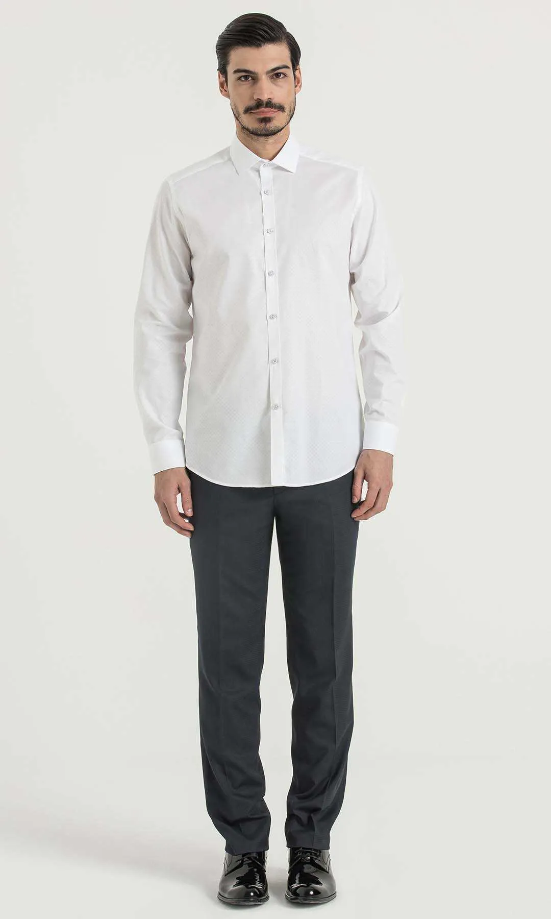 Regular Fit 100% Cotton White Dress Shirt