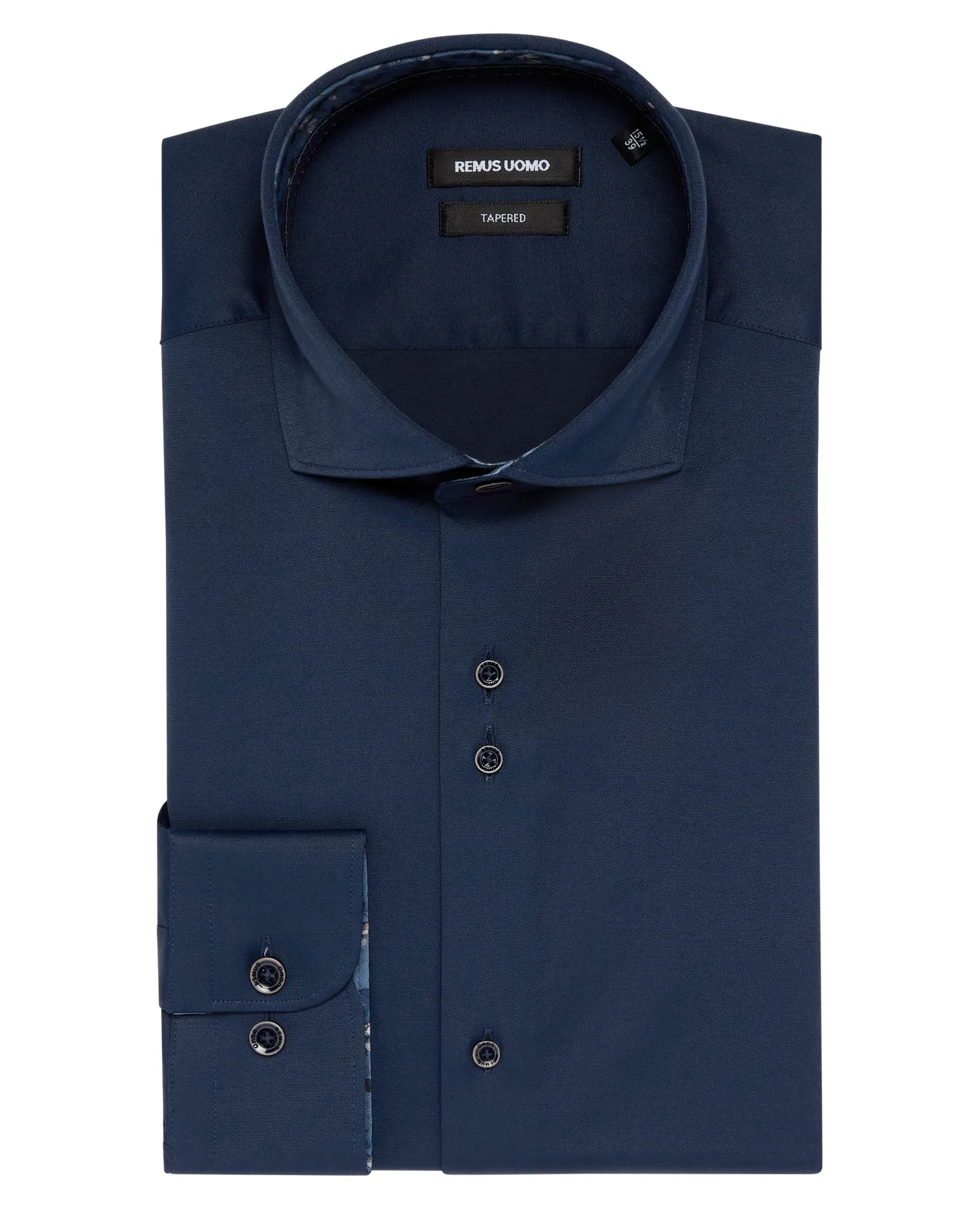 Remus Uomo Seville Tapered Fit Semi-Formal Shirt With Stretch - Navy