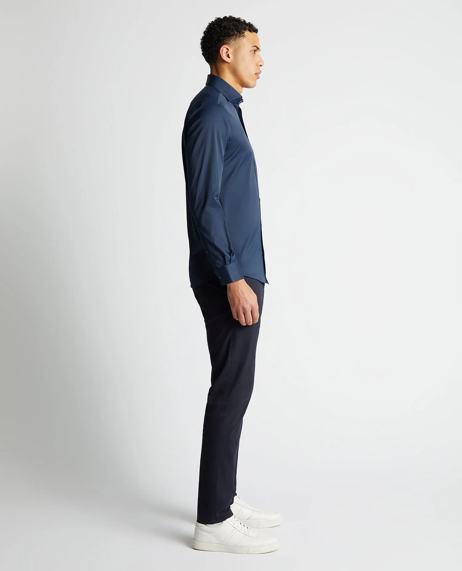 Remus Uomo Seville Tapered Fit Semi-Formal Shirt With Stretch - Navy