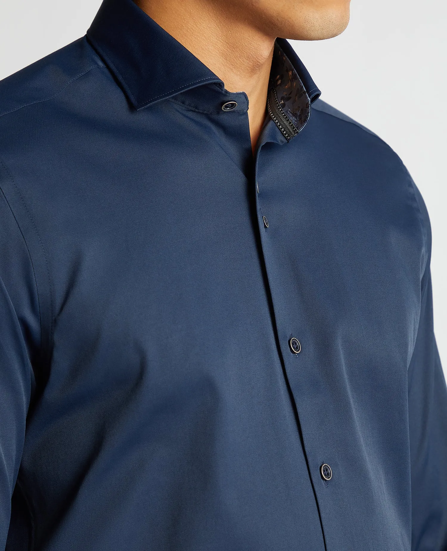 Remus Uomo Seville Tapered Fit Semi-Formal Shirt With Stretch - Navy