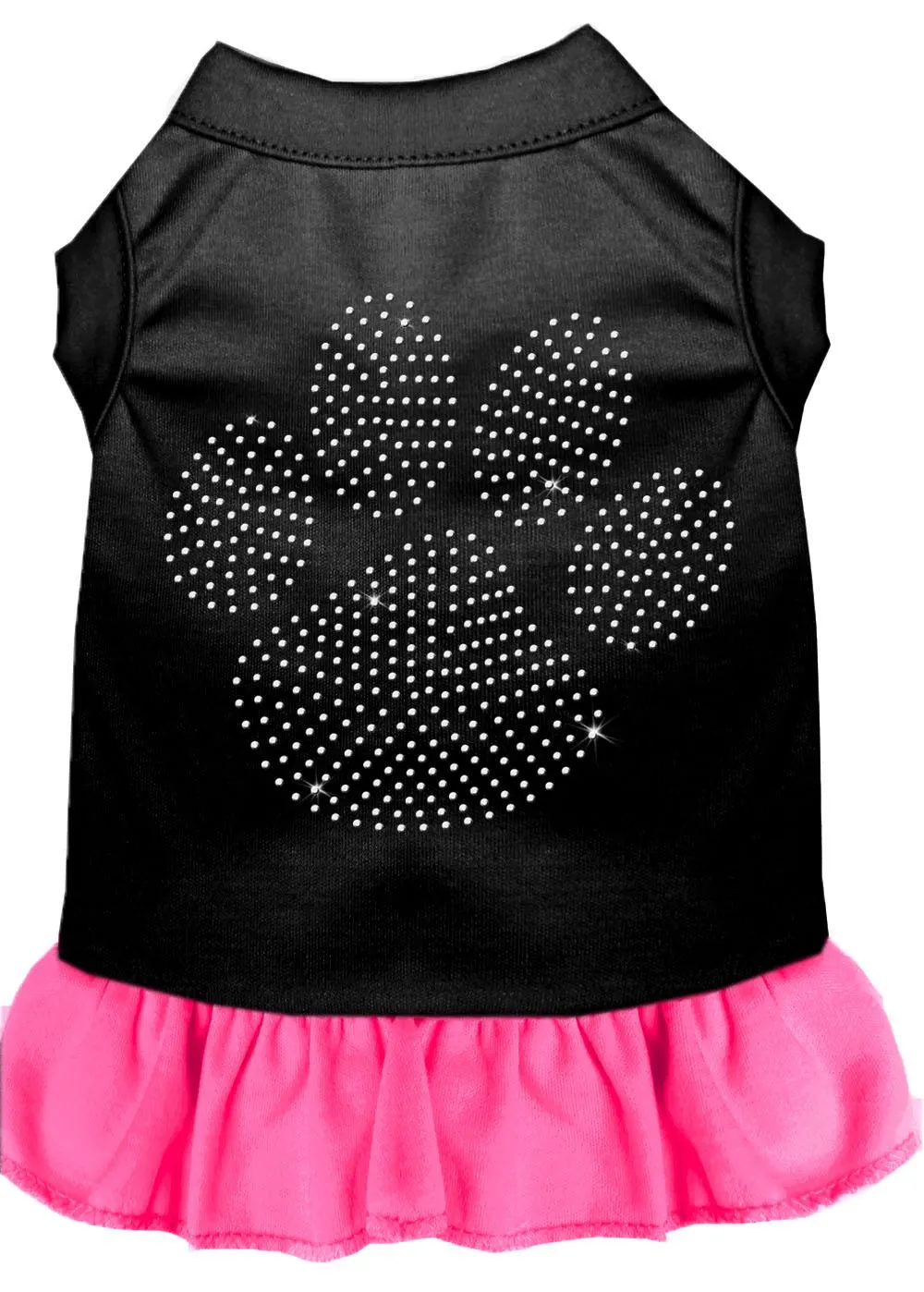 Rhinestone Clear Paw Dress Black With Bright Pink Sm (10)